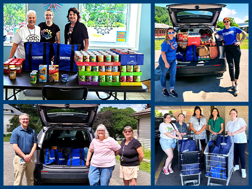 Church staff from Assembly of God in Groton, NY are pictured with Cortland Branch Manager Mark Hahn during a food donation delivery to the Groton Food Pantry.