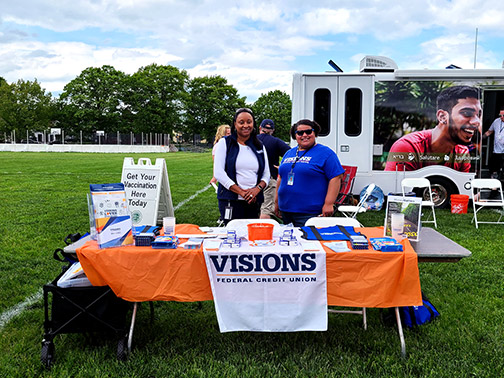 Photos from tabling at the Project TIPS event in Rochester, NY. Pictured is Visions Branch Manager Regina and Service and Sales Representative Mariel.