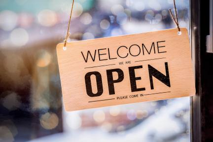 welcome sign for a business