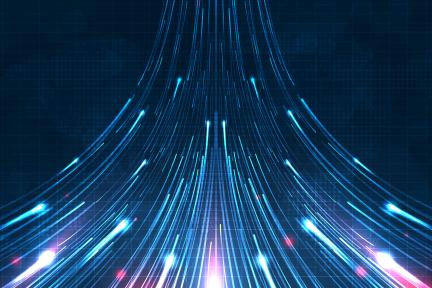 abstract technology background with light swooping up towards the top of the image