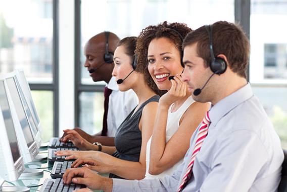 Call center employees excited to be on the phone